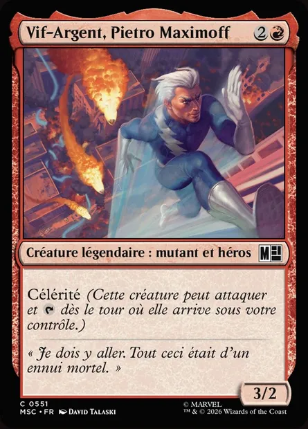 Vif-Argent, Pietro Maximoff, carte Magic MSC 551 — extension Marvel Super Heroes Commander