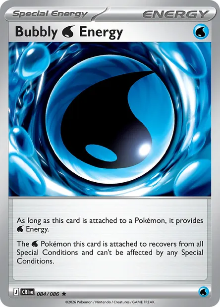 Bubbly Water Energy, Pokémon card CRI 084 — Chaos Rising set