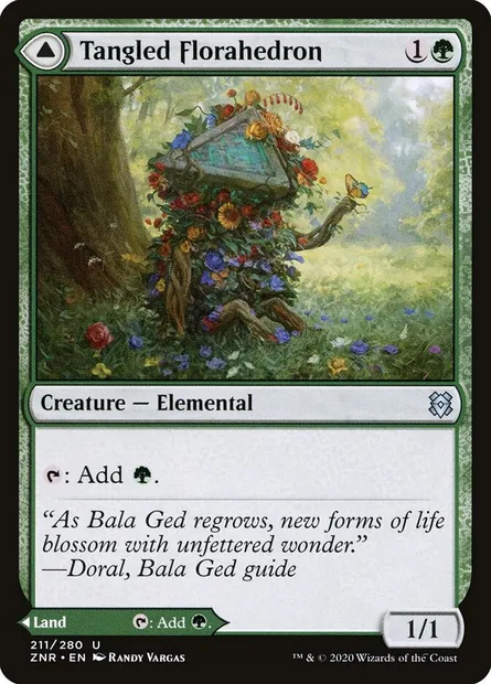 Tangled Florahedron // Tangled Vale, Magic card ZNR 211 — Zendikar Rising set