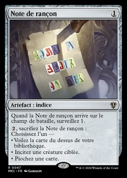 Note de rançon, carte Magic MKC 47 — extension Murders at Karlov Manor Commander