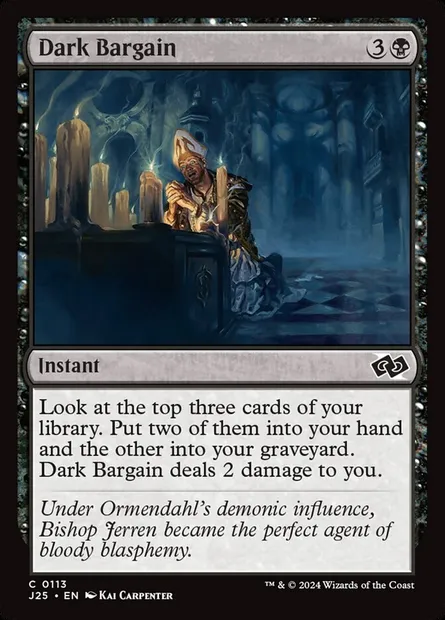 Dark Bargain, Magic card J25 113 — Foundations Jumpstart set