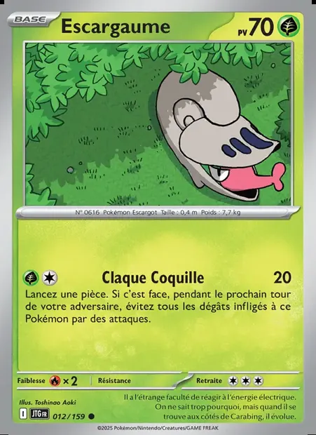 Escargaume, carte Pokémon JTG 012 — extension Aventures Ensemble