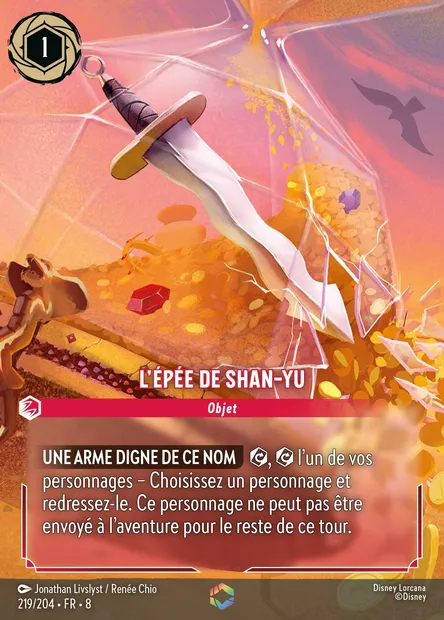 L'épée de Shan-Yu, carte Disney Lorcana CH8-219 — extension Le Règne de Jafar