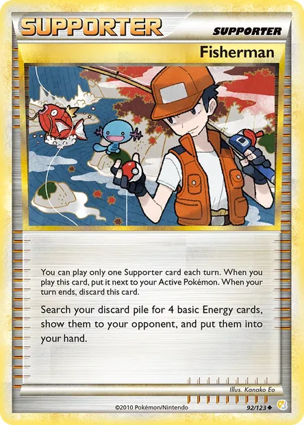 Fisherman, Pokémon card HS 92 — HeartGold SoulSilver set