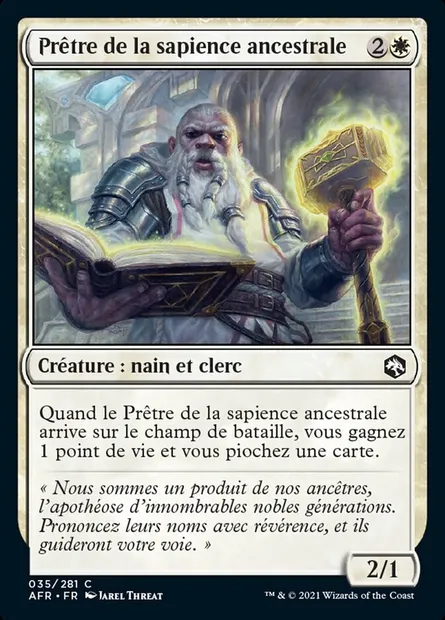Prêtre de la sapience ancestrale, carte Magic AFR 35 — extension Forgotten Realms: Aventures dans les Royaumes Oubliés