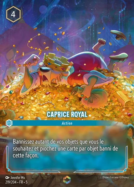 Caprice royal, carte Disney Lorcana CH5-219 — extension Ciel Scintillant