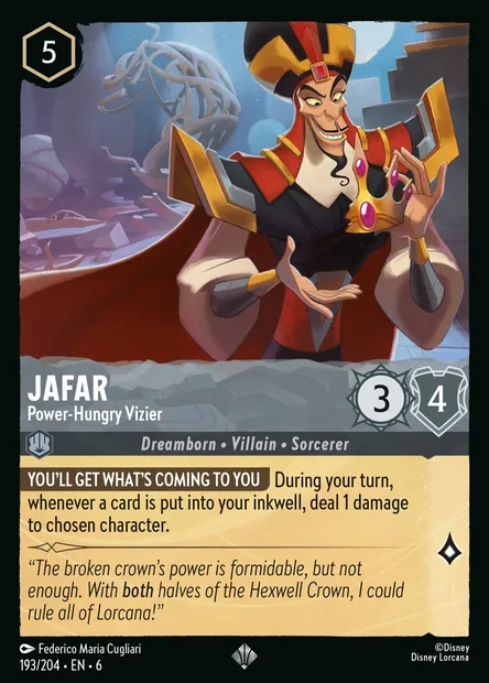 Jafar - Power-Hungry Vizier, Disney Lorcana card CH6-193 — Azurite Sea set