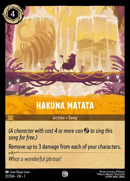 Hakuna Matata, Disney Lorcana card CH1-027 — The First Chapter set