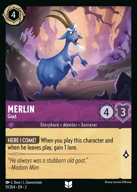 Merlin - Goat, Disney Lorcana card CH2-051 — Rise of the Floodborn set