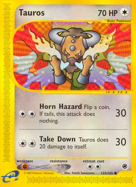 Tauros, Pokémon card EX 133 — Expedition Base Set set