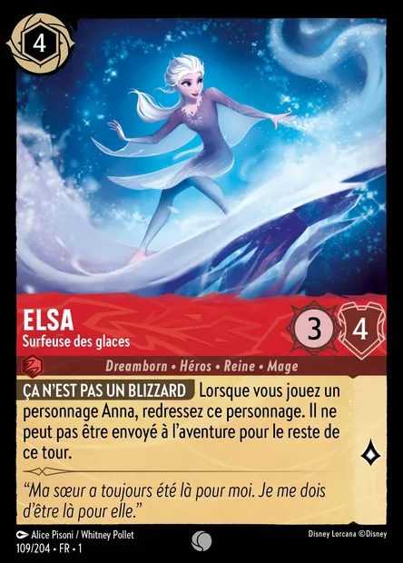 Elsa - Surfeuse des glaces, carte Disney Lorcana CH1-109 — extension Premier Chapitre