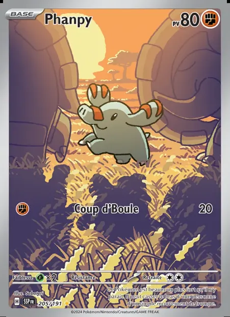 Phanpy, carte Pokémon SSP 205 — extension Étincelles Déferlantes