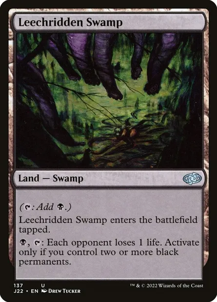 Leechridden Swamp, Magic card J22 137 — Jumpstart 2022 set
