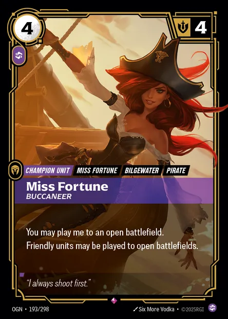 Miss Fortune, carte Riftbound OGN 193 — extension Origins