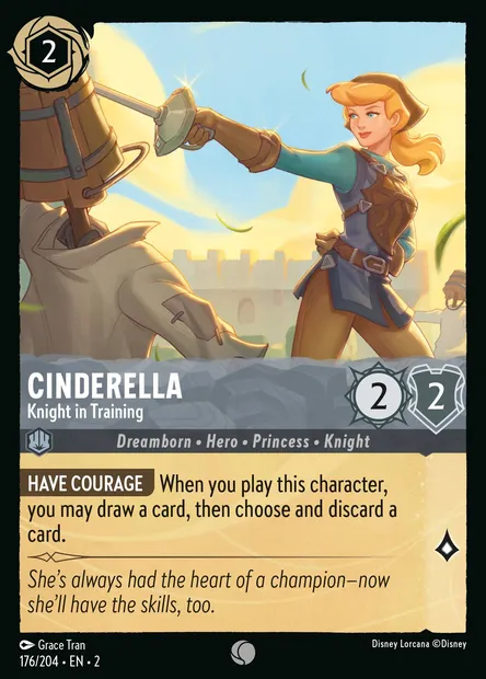Cinderella - Knight in Training, Disney Lorcana card CH2-176 — Rise of the Floodborn set