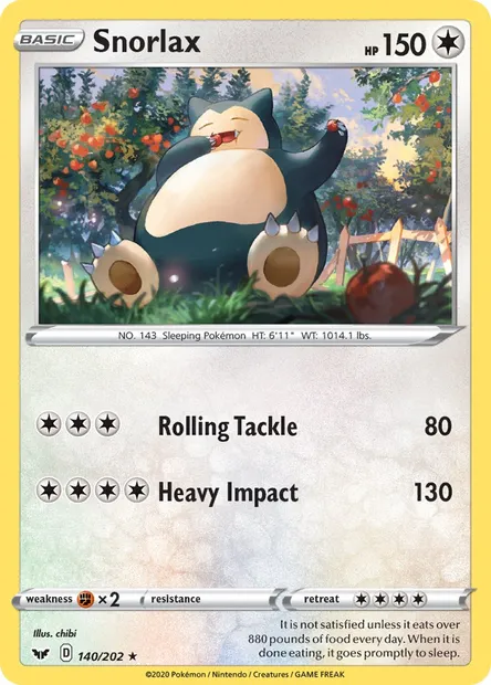 Snorlax, Pokémon card SSH 140 — Sword & Shield set