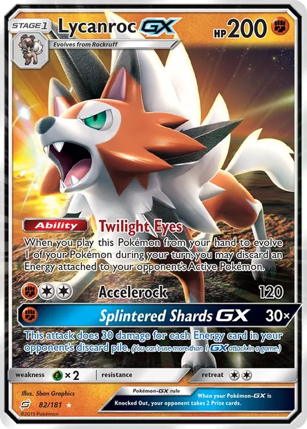 Lycanroc GX, Pokémon card TEU 82 — Team Up set