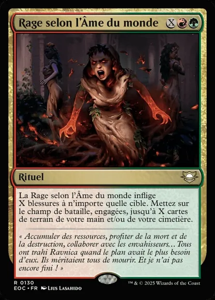Rage selon l'Âme du monde, carte Magic EOC 130 — extension Edge of Eternities Commander