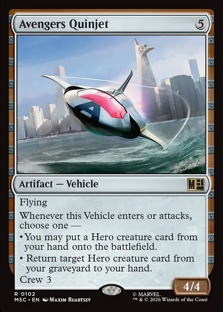 Avengers Quinjet, Magic card MSC 102 — Marvel Super Heroes Commander set