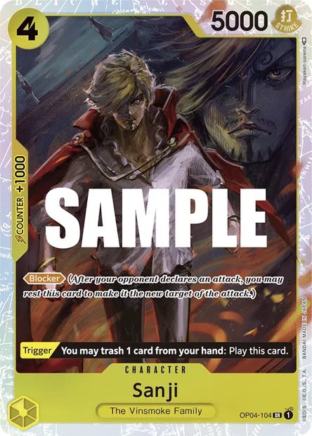 Sanji, One Piece card OP04-104 — KINGDOMS OF INTRIGUE set
