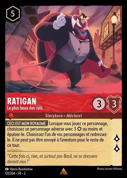 Ratigan - Le plus beau des rats, carte Disney Lorcana CH2-121 — extension L'Ascension des Floodborn