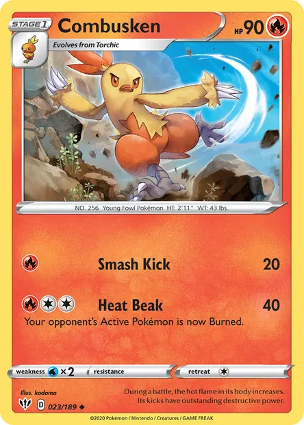Combusken, Pokémon card DAA 23 — Darkness Ablaze set