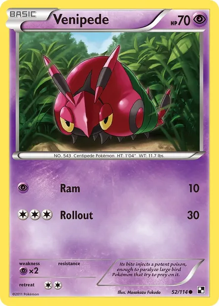Venipede, Pokémon card BLW 52 — Black & White set
