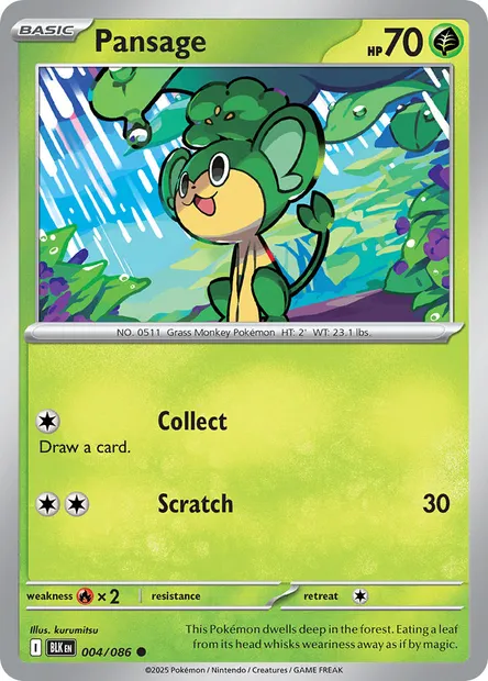Pansage, Pokémon card BLK 004 — Black Bolt set
