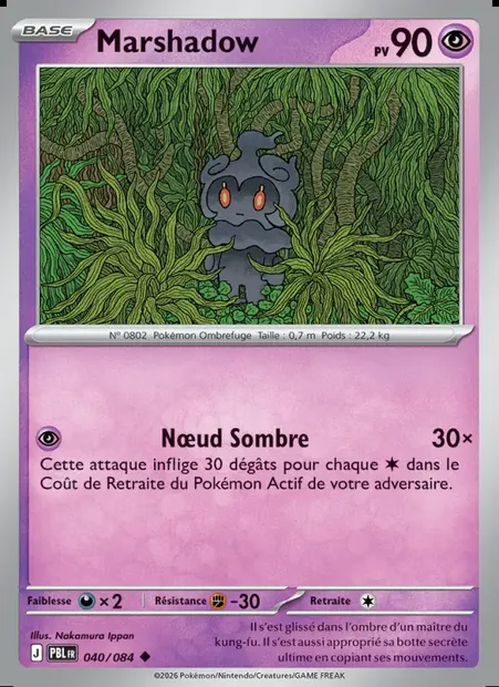 Marshadow, carte Pokémon PBL 040 — extension Nuit Noire