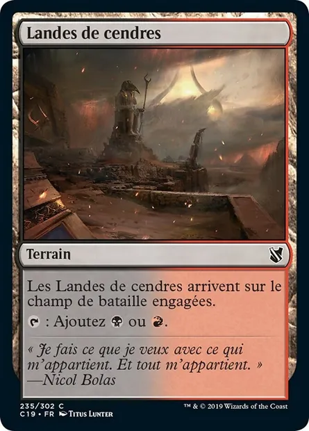 Landes de cendres, carte Magic C19 235 — extension Commander 2019