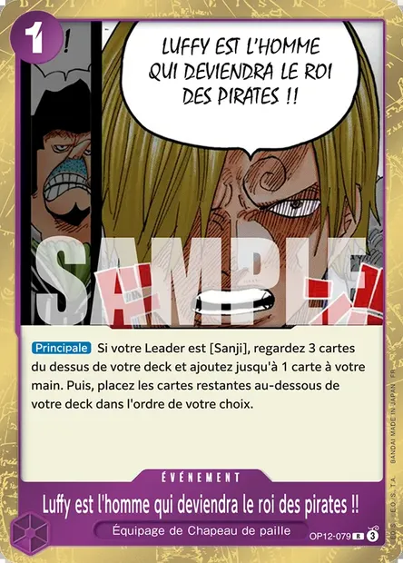 Luffy est l'homme qui deviendra le roi des pirates !!, carte One Piece OP12-079 — extension L'HÉRITAGE DU MAÎTRE