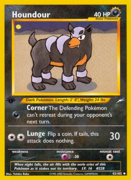 Houndour, Pokémon card NDE 43 — Neo Destiny set