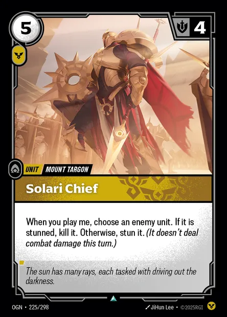 Solari Chief, carte Riftbound OGN 225 — extension Origins