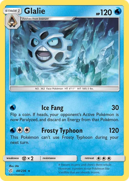 Glalie, Pokémon card CEC 48 — Cosmic Eclipse set