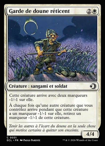 Garde de doune réticent, carte Magic ECL 31 — extension Lorwyn Eclipsed