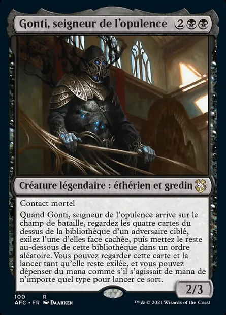Gonti, seigneur de l'opulence, carte Magic AFC 100 — extension Forgotten Realms Commander