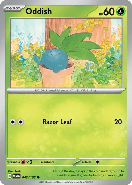 Oddish, Pokémon card MEW 043 — 151 set