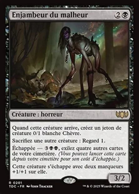 Enjambeur du malheur, carte Magic TDC 201 — extension Tarkir: Dragonstorm Commander