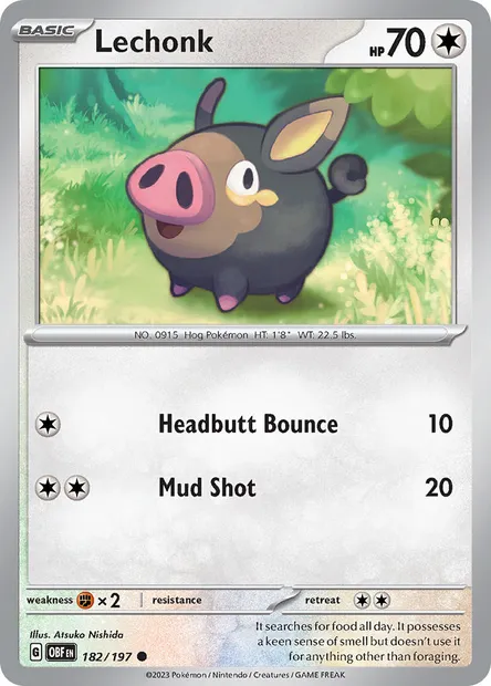 Lechonk, Pokémon card OBF 182 — Obsidian Flames set