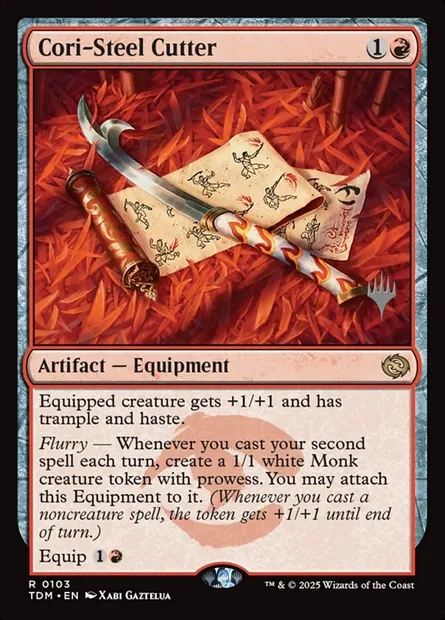 Trancheur en acier de Cori, carte Magic PTDM 103p — extension Tarkir: Dragonstorm Promos