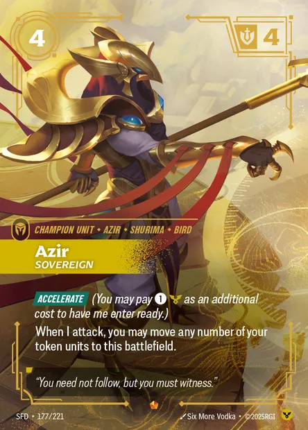 Azir, Riftbound card SFD 177 — Spiritforged set