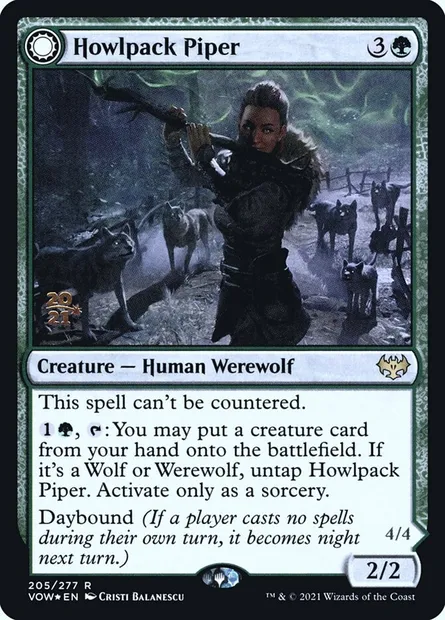 Howlpack Piper // Wildsong Howler, Magic card PVOW 205s — Innistrad: Crimson Vow Promos set