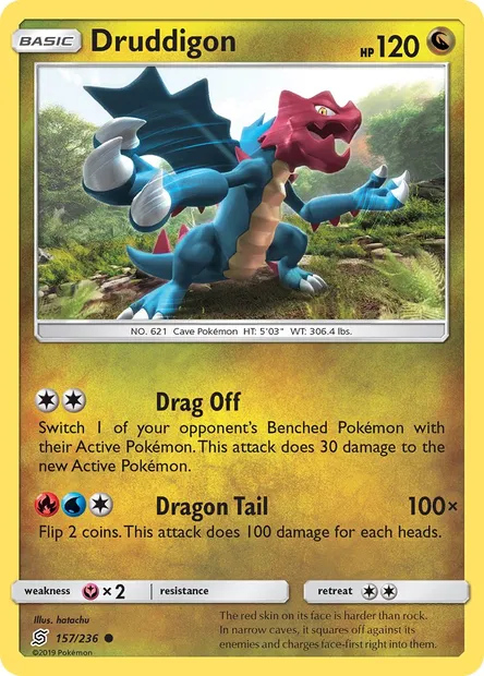 Druddigon, Pokémon card UNM 157 — Unified Minds set
