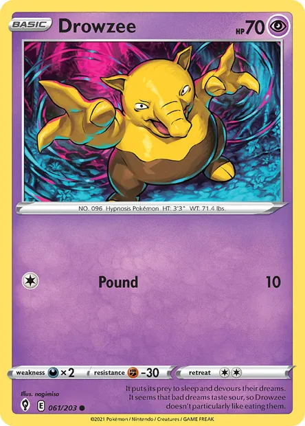 Drowzee, Pokémon card EVS 61 — Evolving Skies set