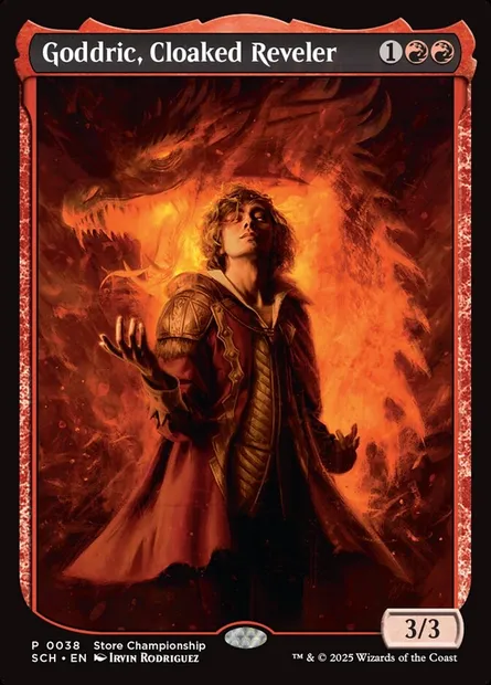 Goddric, fêtard à cape, carte Magic SCH 38 — extension Store Championships