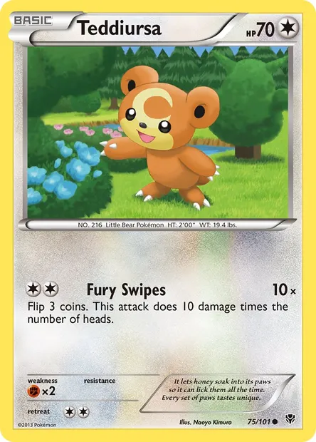 Teddiursa, Pokémon card PLB 75 — Plasma Blast set