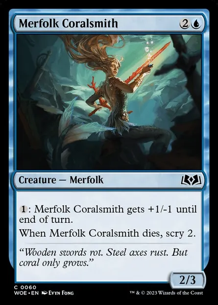 Merfolk Coralsmith, Magic card WOE 60 — Wilds of Eldraine set