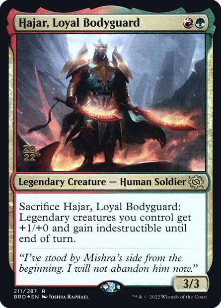 Hajar, garde du corps loyal, carte Magic PBRO 211s — extension The Brothers' War Promos