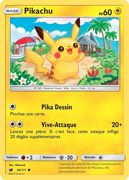 Pikachu, carte Pokémon CIN 30 — extension Invasion Carmin