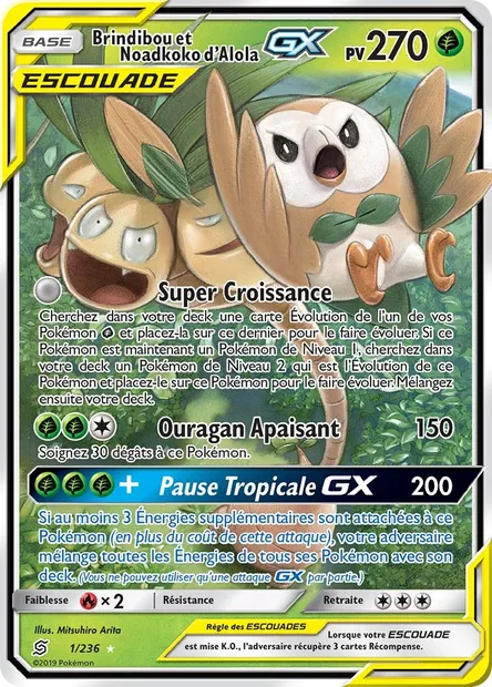 Brindibou et Noadkoko d’Alola GX, carte Pokémon UNM 1 — extension Harmonie des Esprits